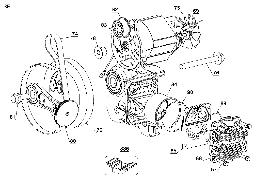Exploded Diagram B Diagram and Parts List for 919-16762-C Type 0 Black and Decker Compressor